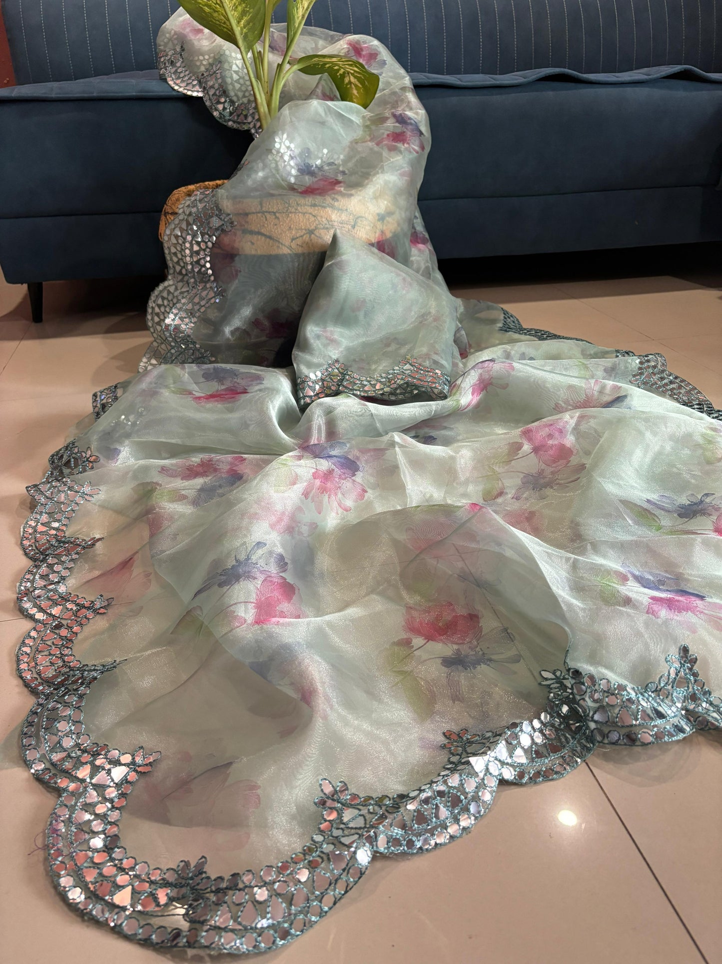 Tissue organza saree