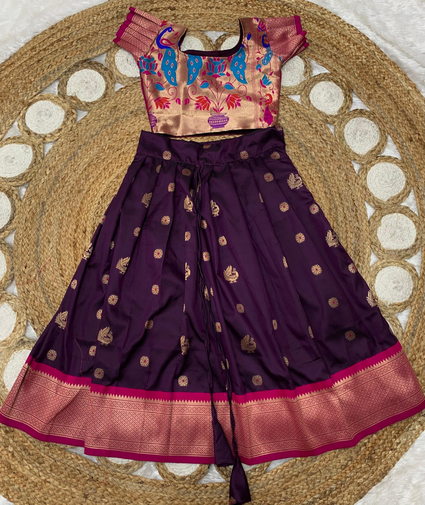 Traditional Blended Semi Silk Skirt and Top