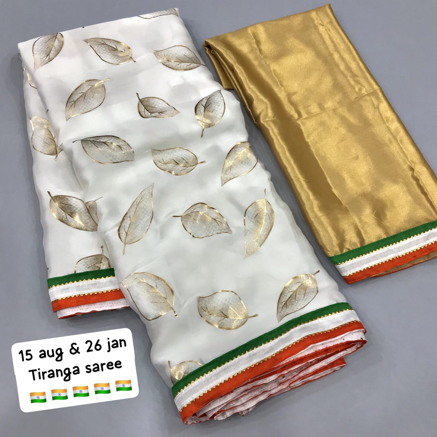 Tri-color satin georgette silk saree