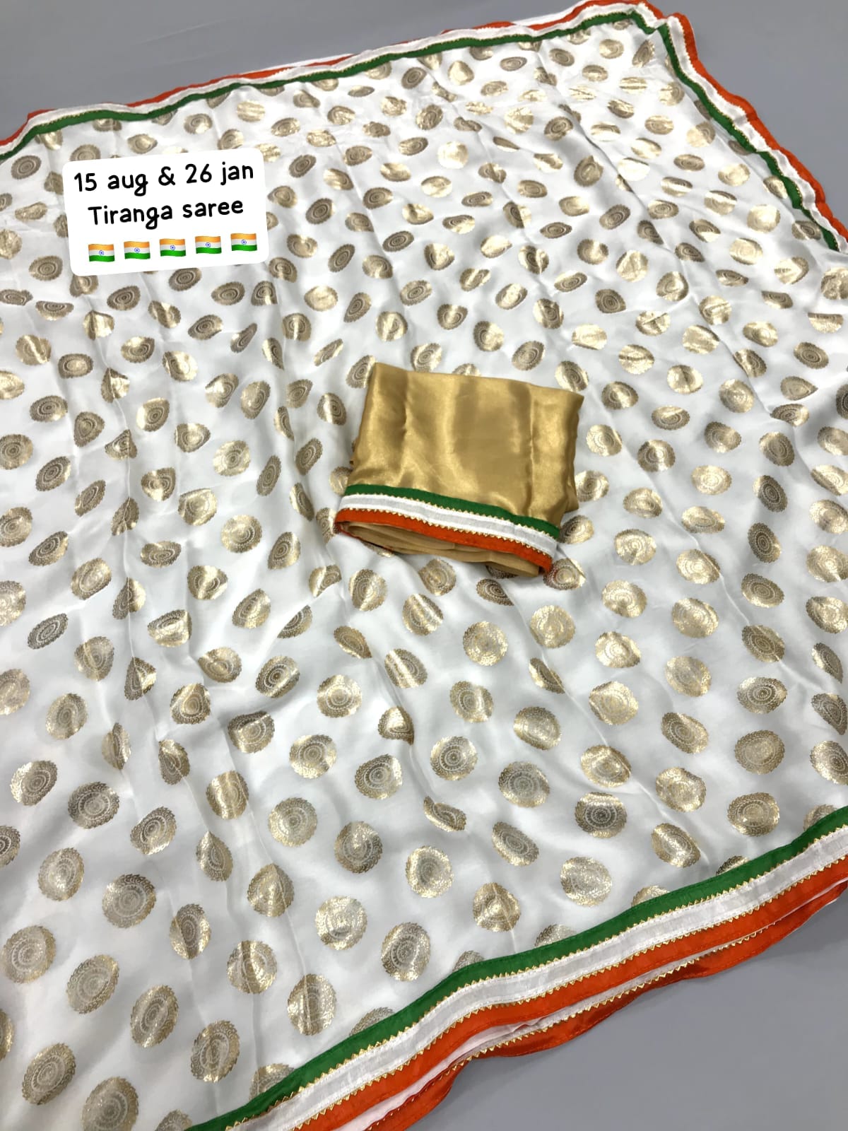 Tri-color satin georgette silk saree