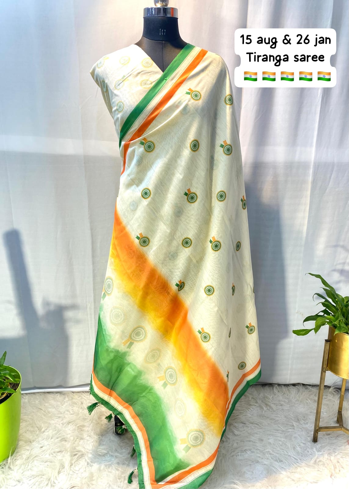 Tricolor Chanderi Cotton Saree