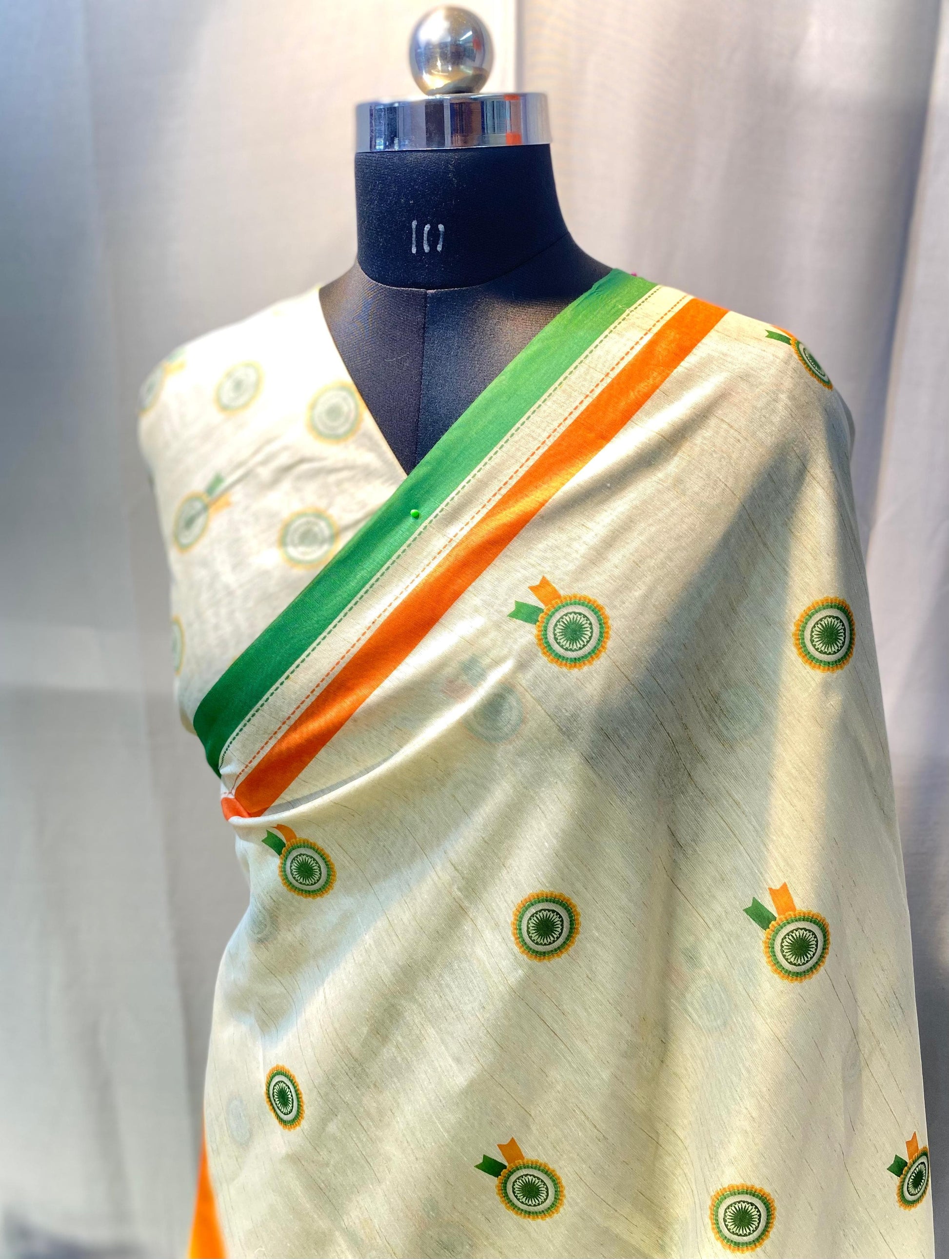 Tricolor Chanderi Cotton Saree