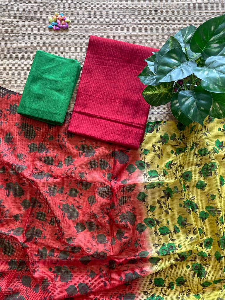 Tye and dye printed munga cotton duppata and chanderi cotton dress material