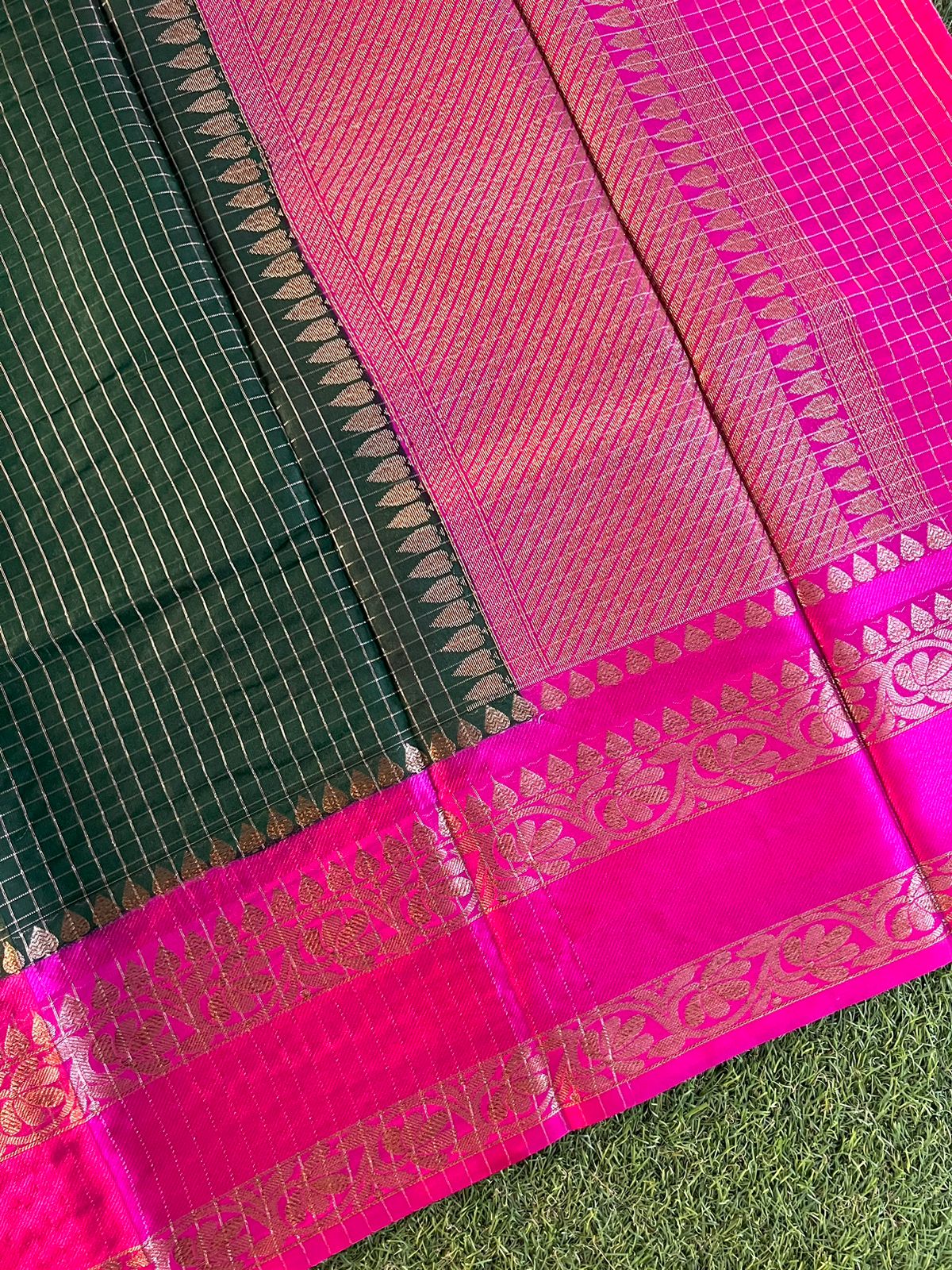 Vairaoosi and kattam pattern soft banarasi dupion silk saree