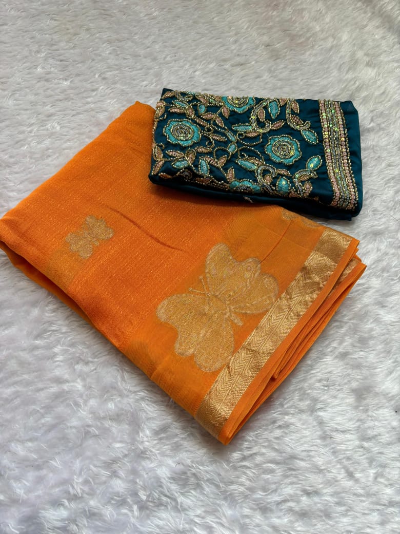 Viscose soft silk smooth textured saree