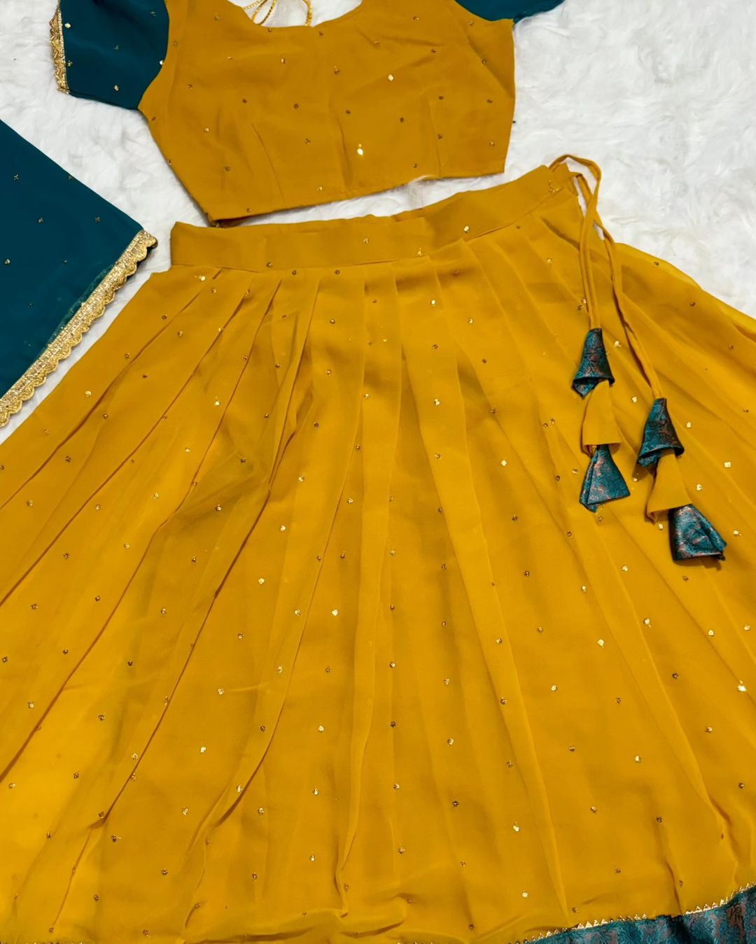 Yellow Blooming Georgette Lehenga