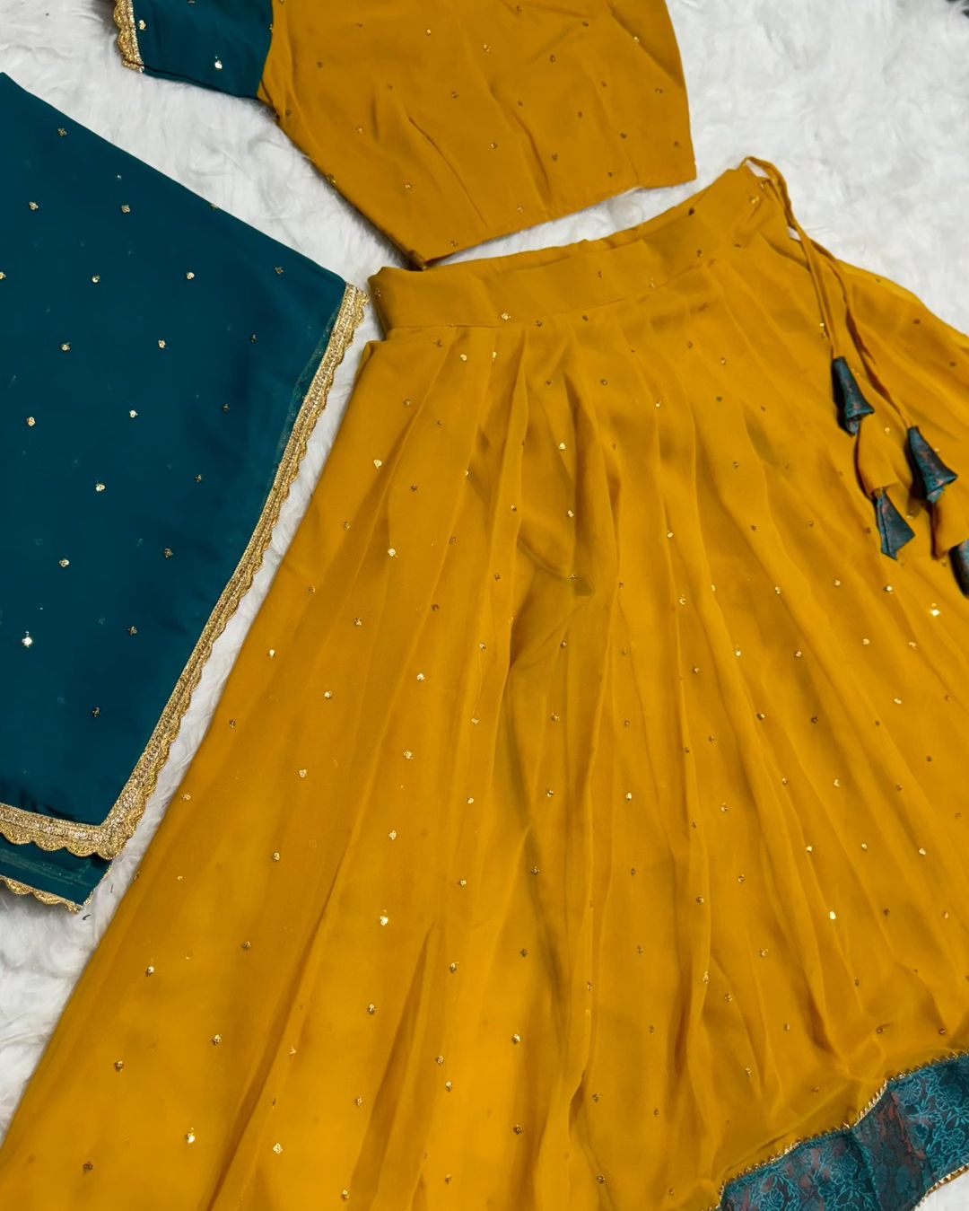 Yellow Blooming Georgette Lehenga