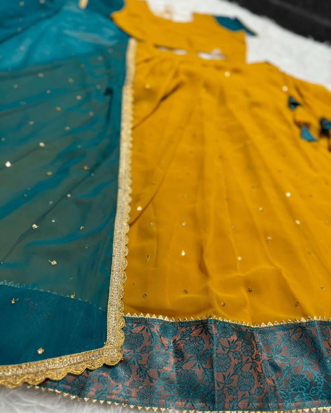 Yellow Blooming Georgette Lehenga