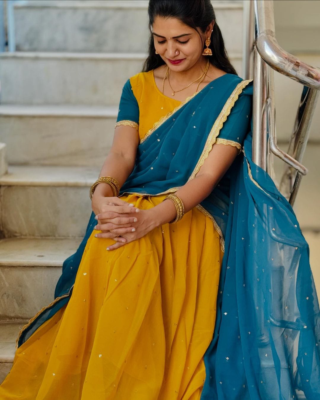 Yellow Blooming Georgette Lehenga