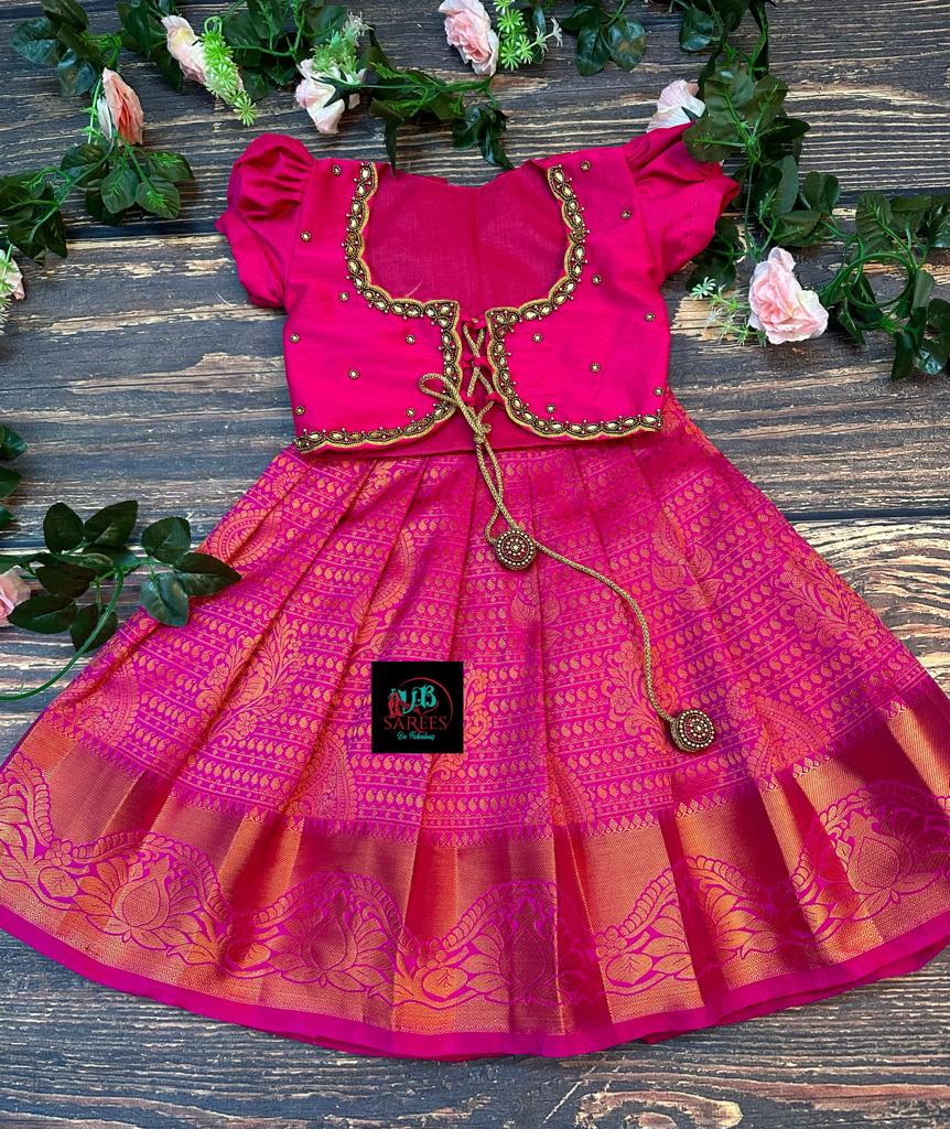 0 - 14 years Anamika silk type pattu frock with overcoat