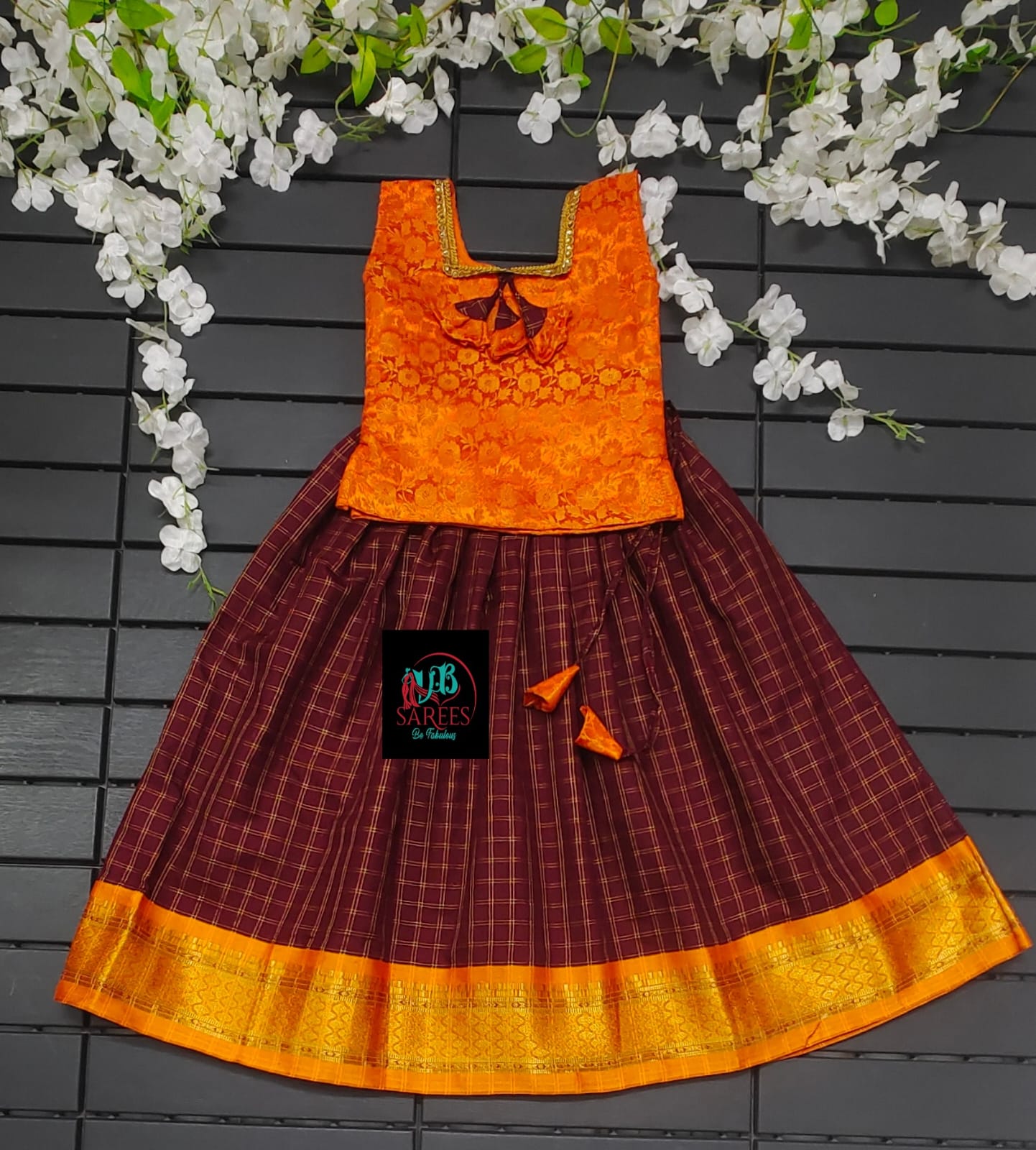 0 - 14 years Banarasi silk readymade trendy skirt and top –  www.vannamayil.com