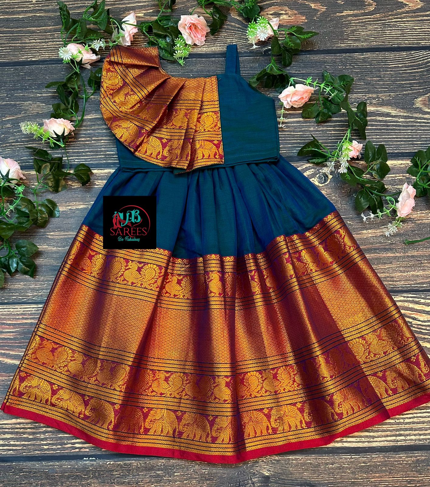 Intricate Floral Printed Hand Embroidery Yellow Lehenga For Baby Girls