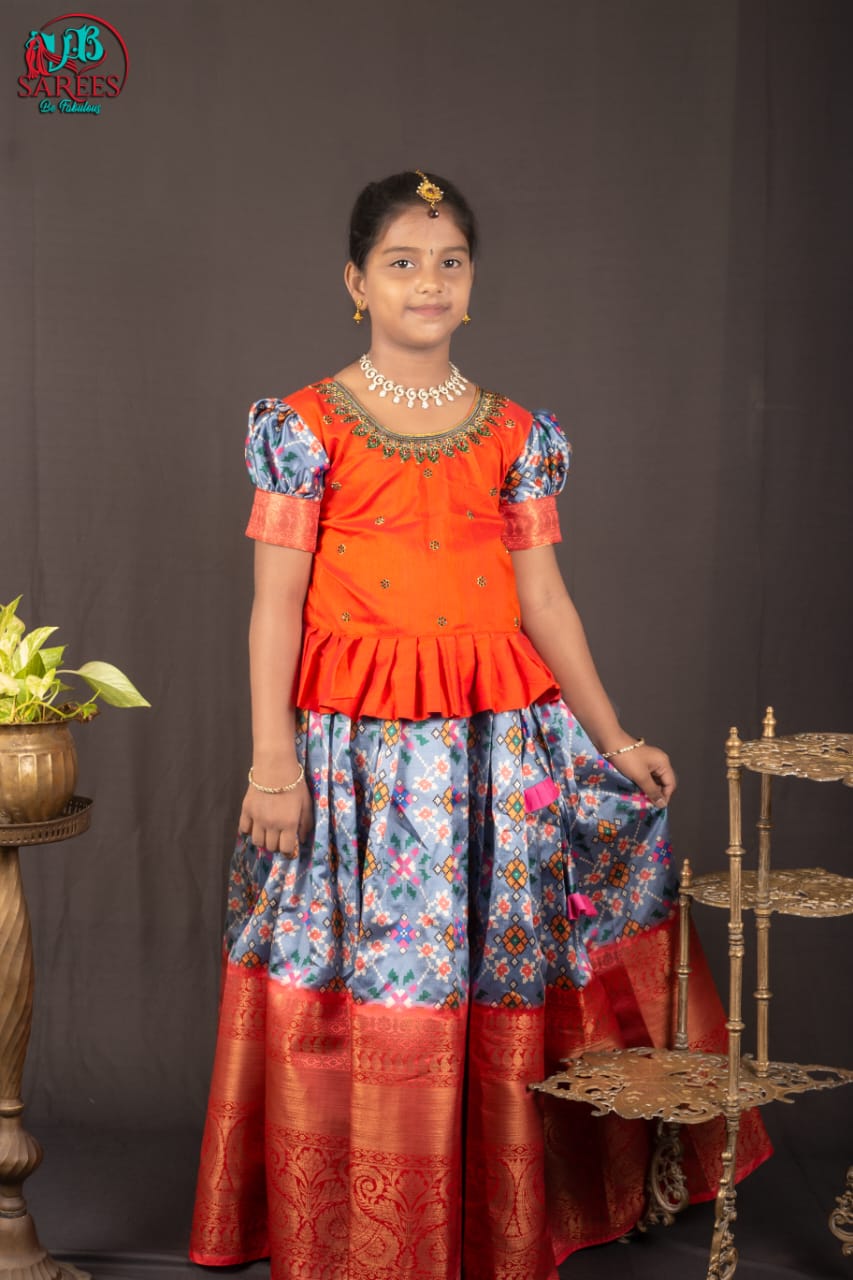 0 - 14 years Pochampally print designed skirt and top for kids