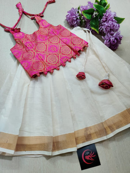 1 - 12 age banarasi silk type skirt and top