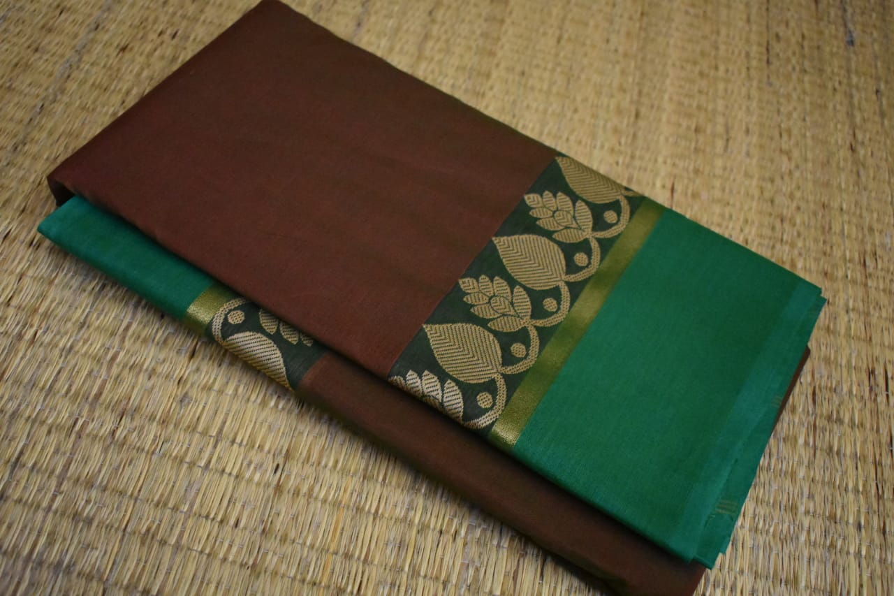 Pure Handloom 80 count Kandanki Cotton Sarees with Kalamkari Blouse Bit