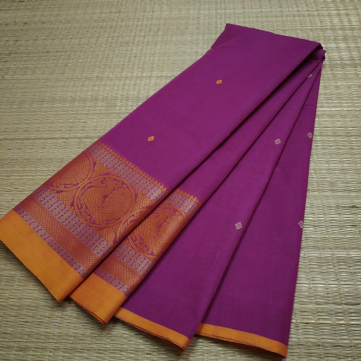 Chettinadu cotton long border saree - Vannamayil Fashions