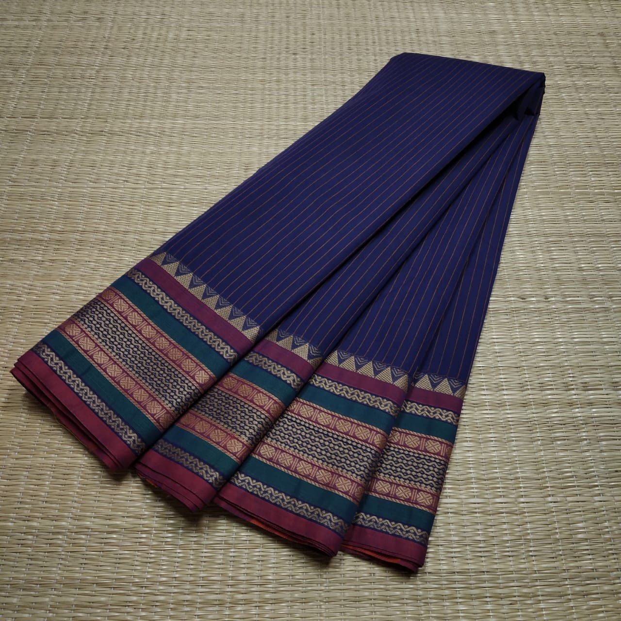 Chettinadu cotton stripe saree - Vannamayil Fashions