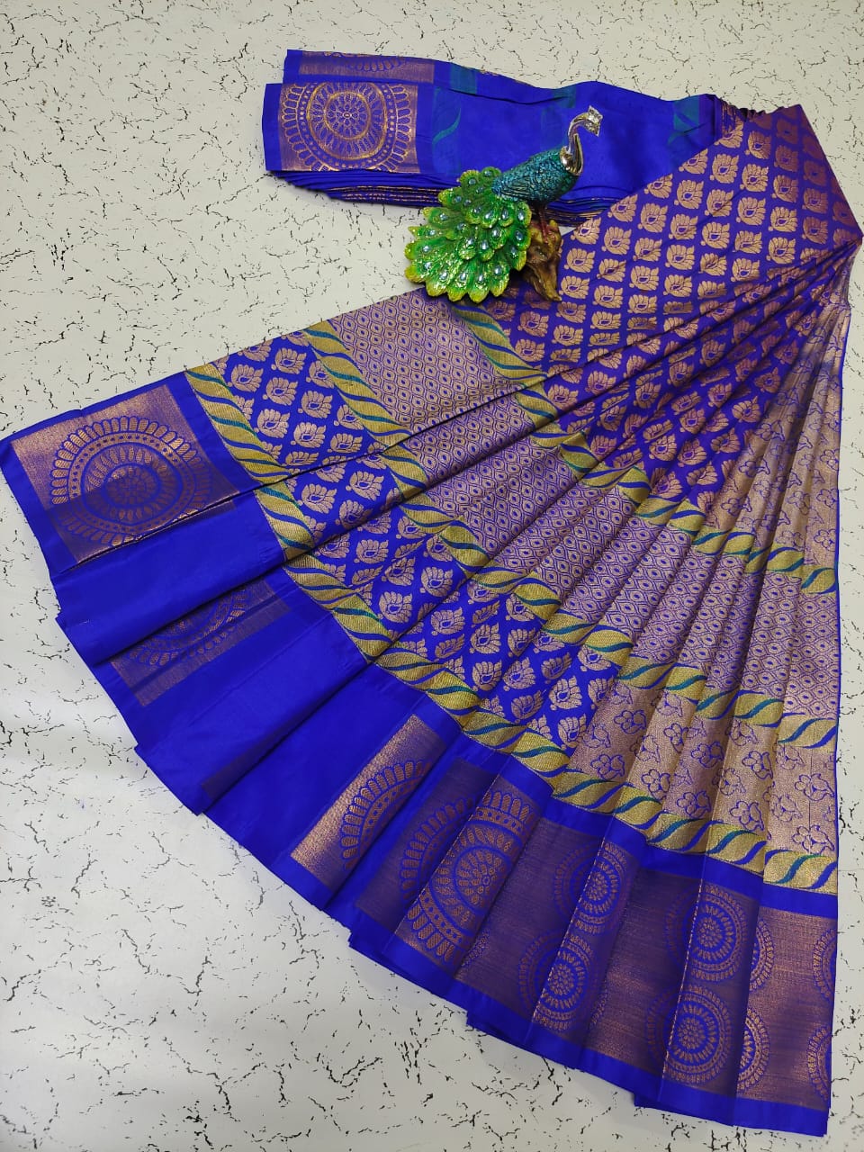 Elite bridal semi silk saree brocade zari work on all over the saree - Vannamayil Fashions