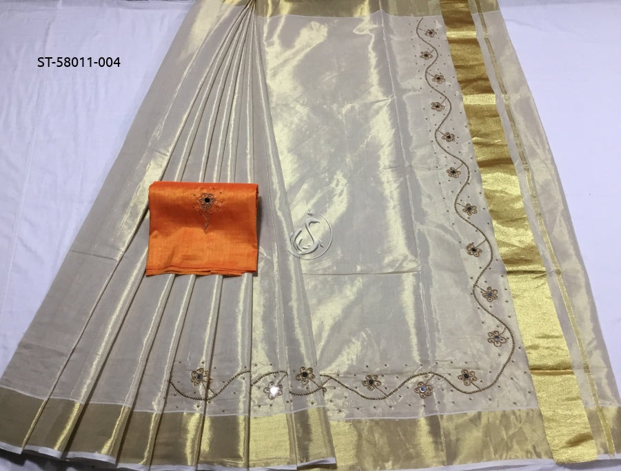 Shop Stunning Golden Floral Kanchipuram Silk Saree Online in USA – Pure  Elegance