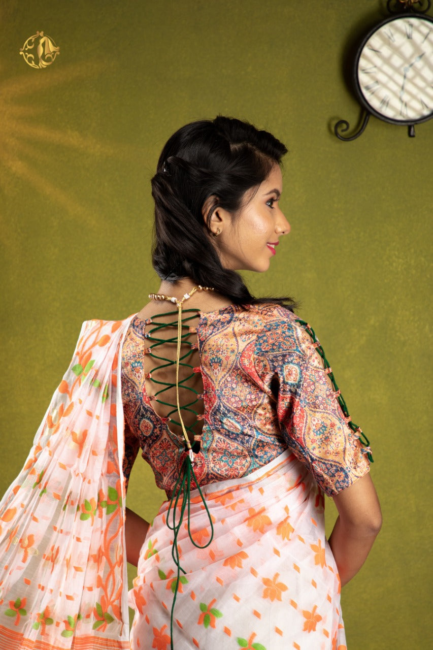 Handloom bengal jacquard jamdani saree - Vannamayil Fashions
