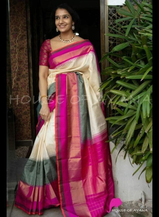 Ikkat pure silk saree - Vannamayil Fashions
