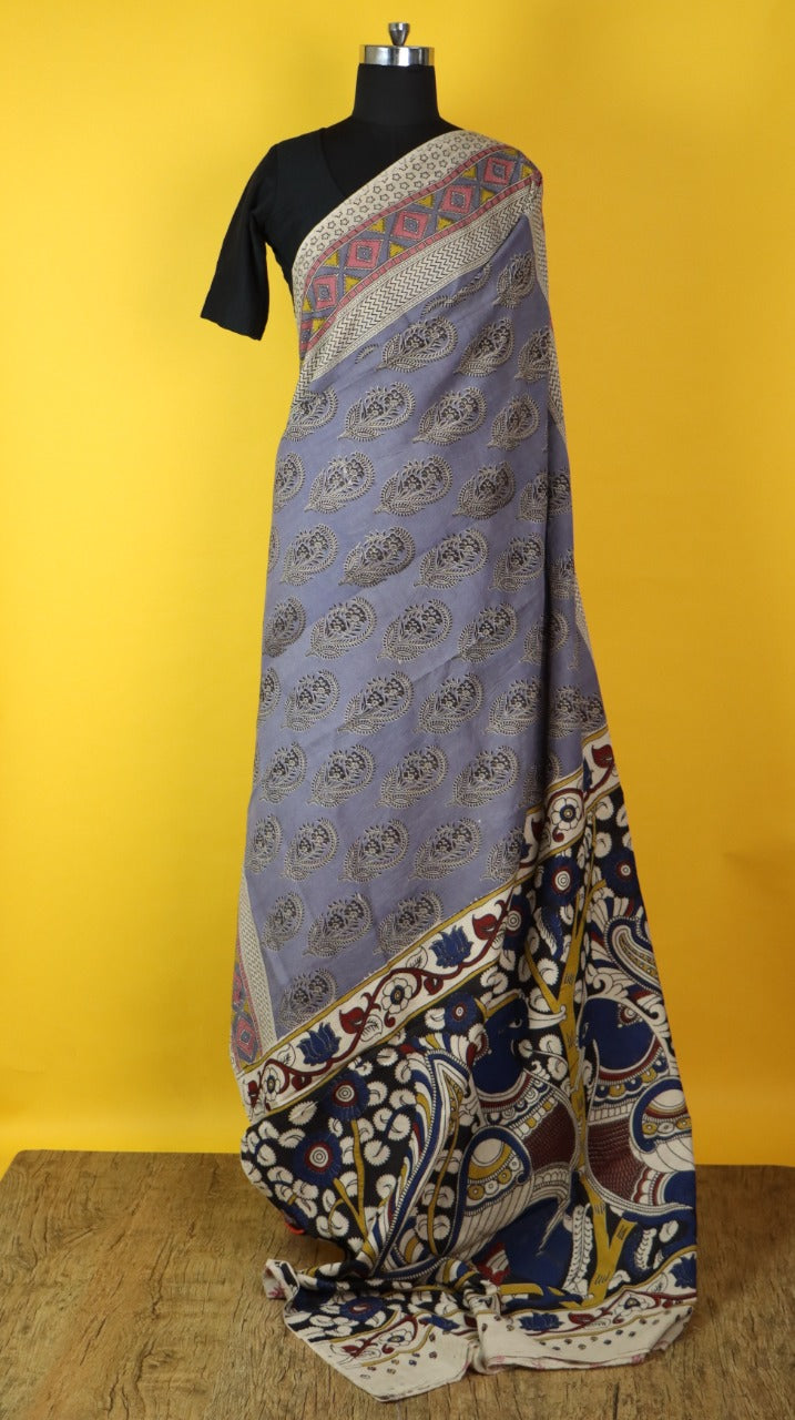 Kalamkariblockprintedsaree 10