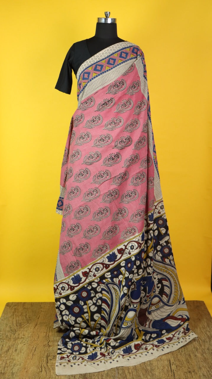 Kalamkari block printed saree - Vannamayil Fashions