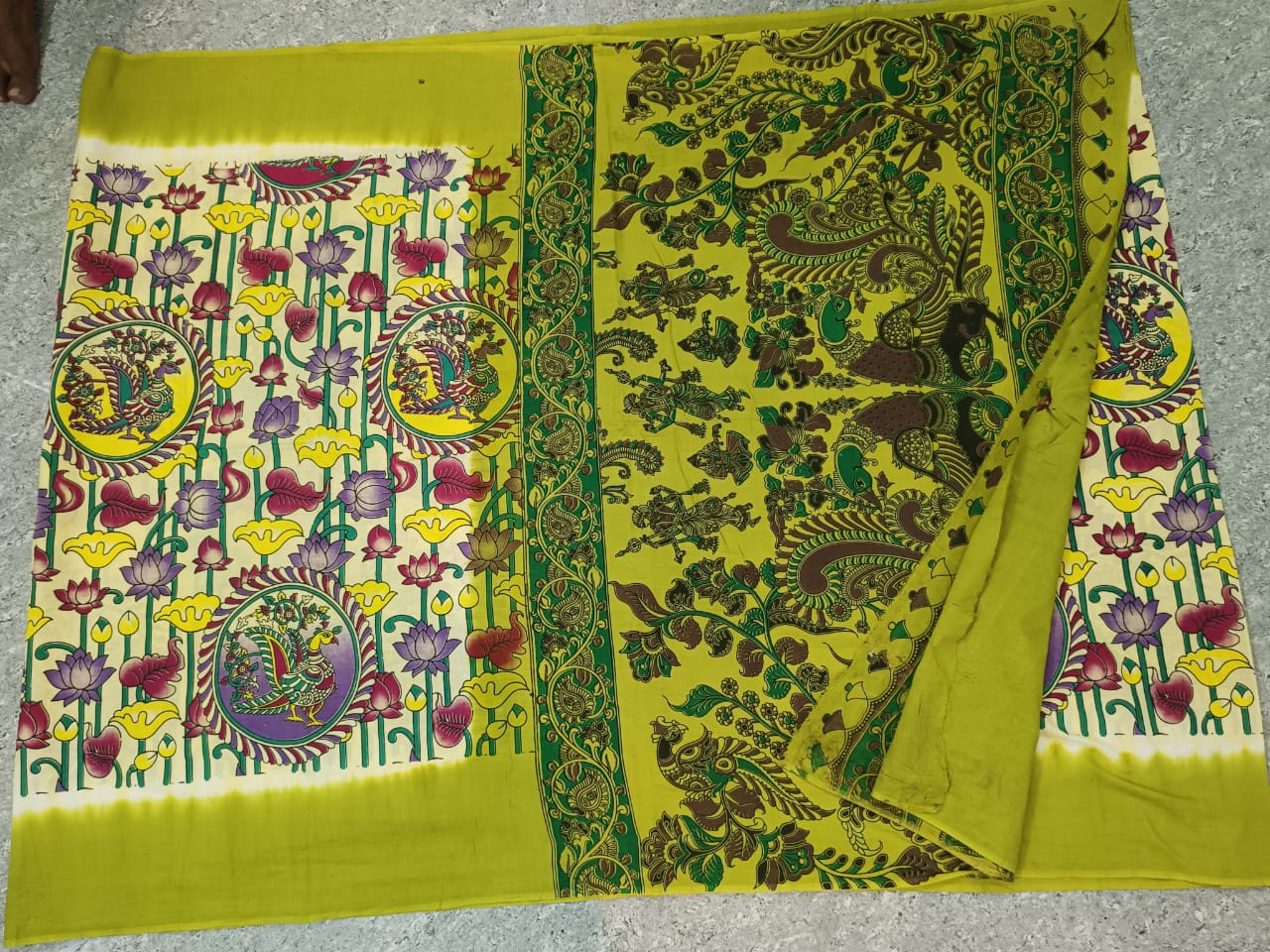 Kalamkari cotton dyeing saree - Vannamayil Fashions