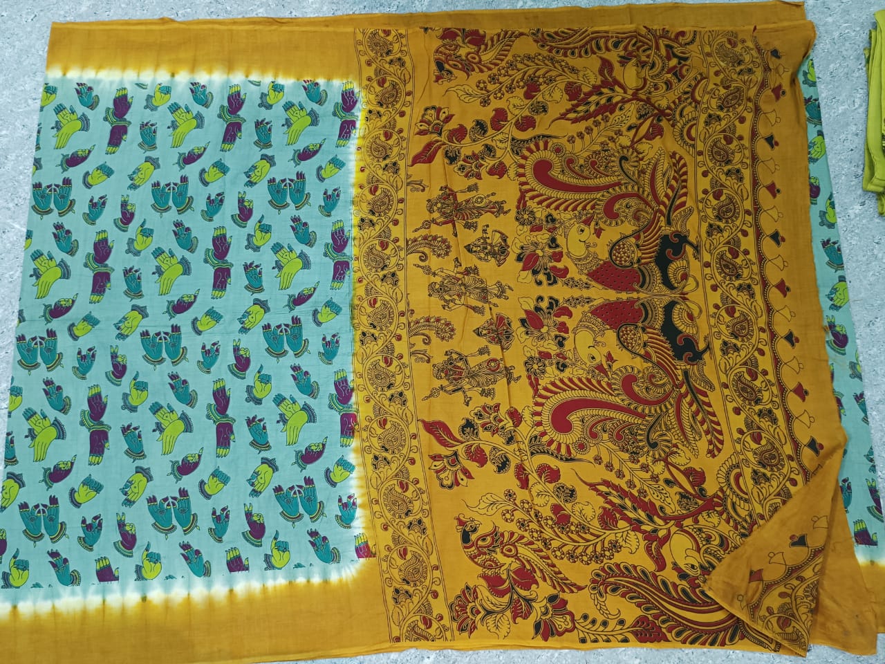Kalamkari cotton dyeing saree - Vannamayil Fashions