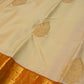 Kanchipuram handloom pure silk in cream with dark mustard yellow color saree - Vannamayil Fashions