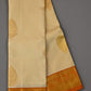 Kanchipuram handloom pure silk in cream with dark mustard yellow color saree - Vannamayil Fashions