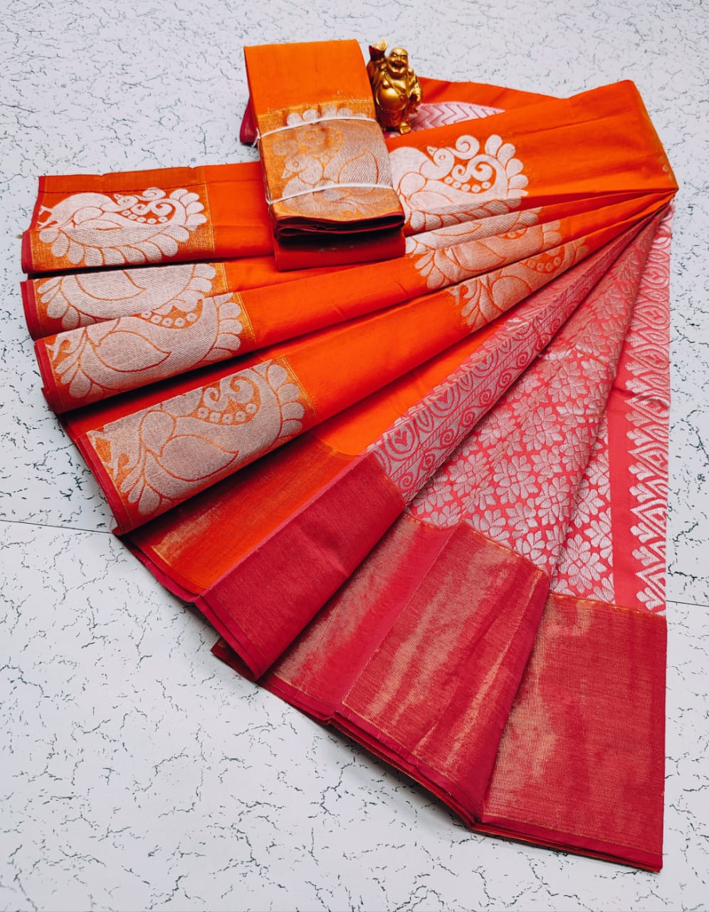 Peacock Green Maheshwari Silk Handloom Cotton Saree | Shop Now Online