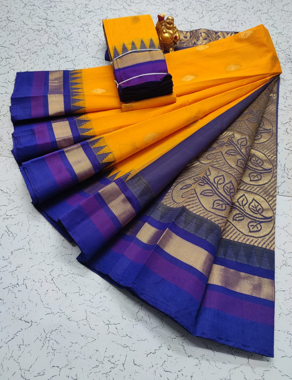 Customised kora cotton saree – www.vannamayil.com