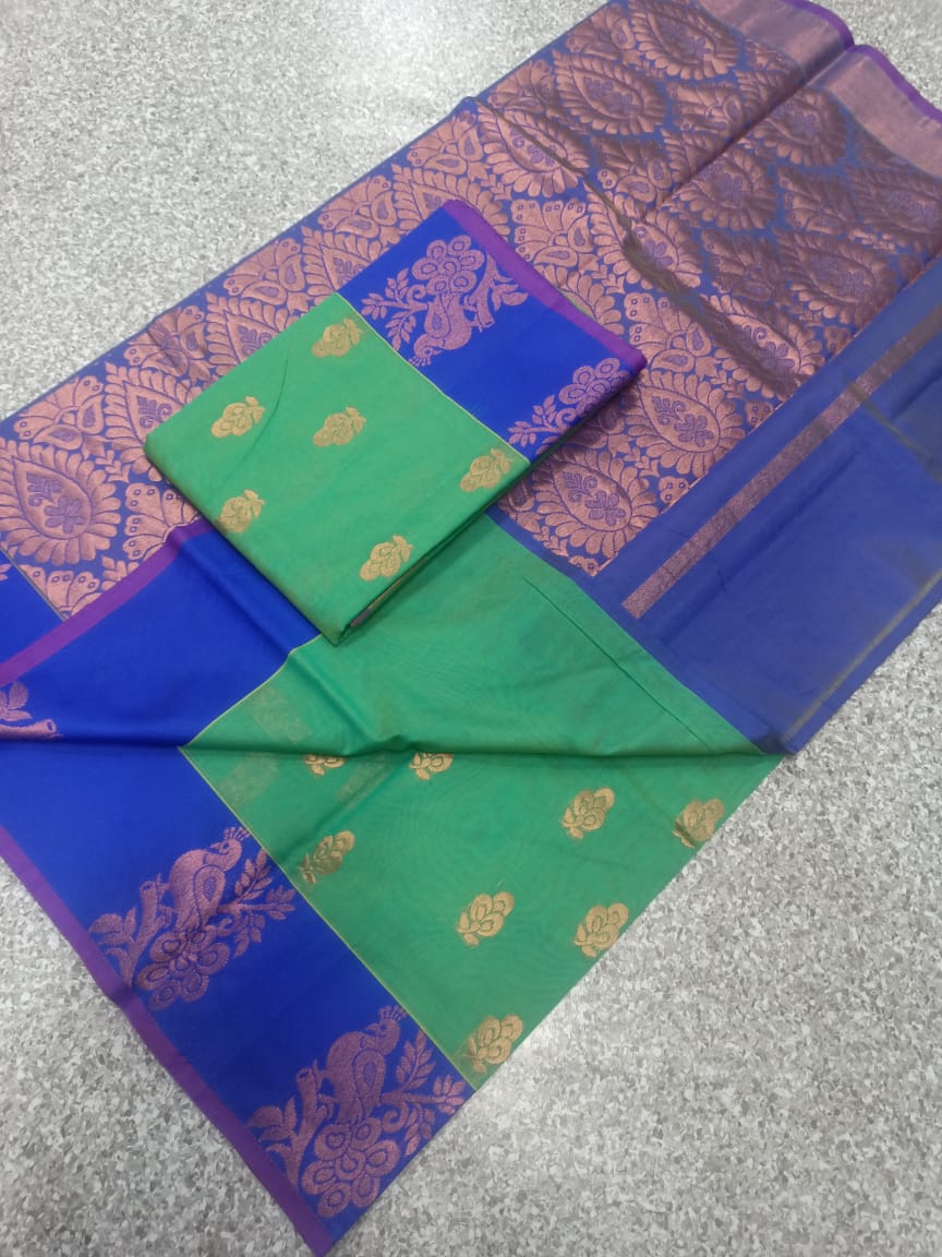 PURE SILK KOTA FLORAL EMBROIDERY WORK SAREES