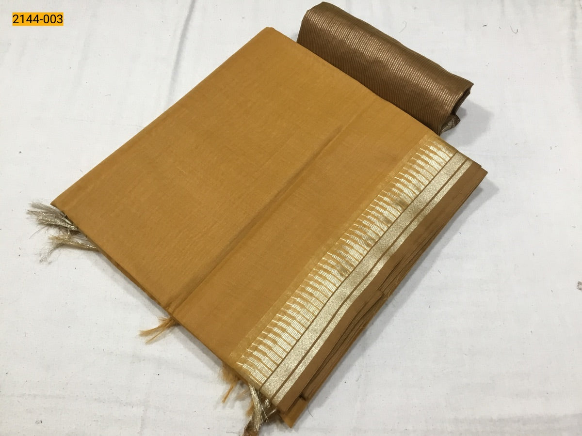Linen cotton tower border saree - Vannamayil Fashions