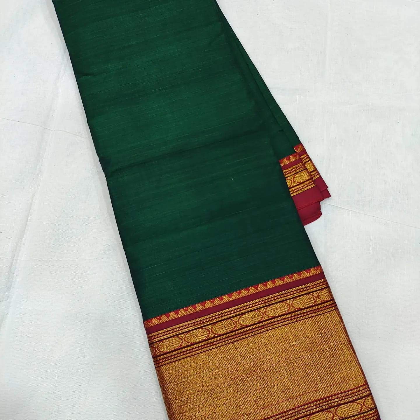 Mangalagiri cotton beautiful mini kanchi zari border full plain saree - Vannamayil Fashions