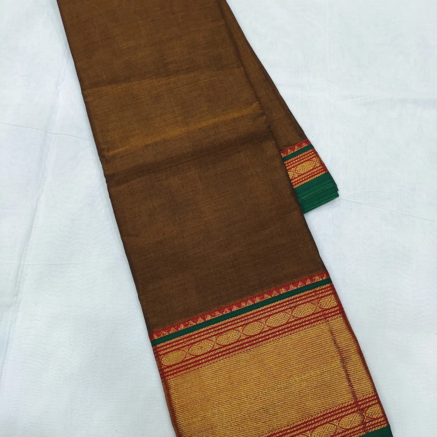 Mangalagiri cotton beautiful mini kanchi zari border full plain saree - Vannamayil Fashions