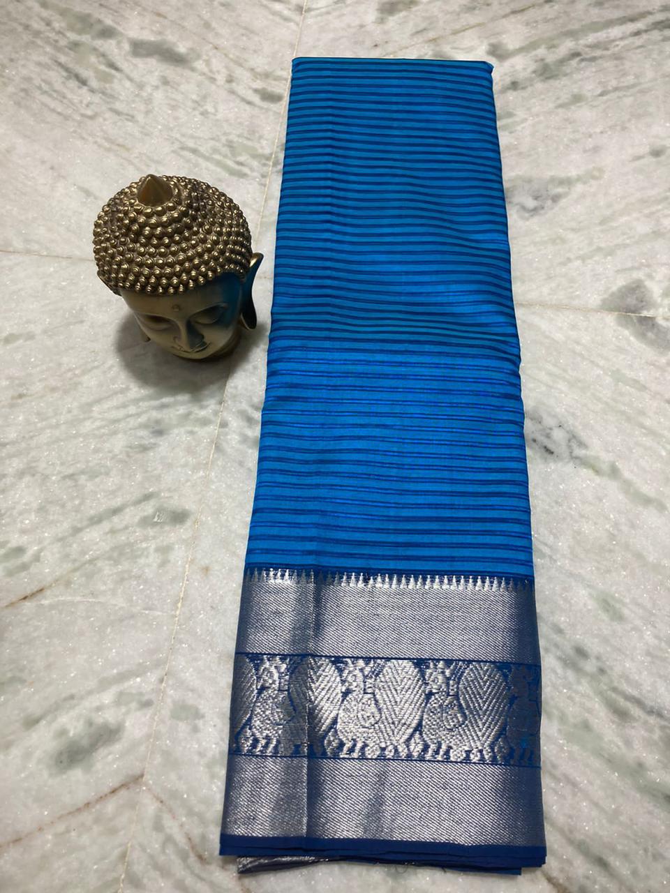 Mangalagiri pattu by cotton kanchi border saree - Vannamayil Fashions