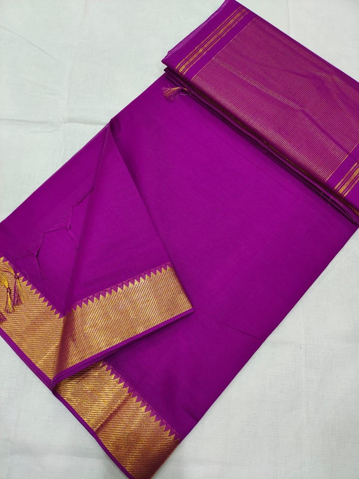 Mangalagiri pure 100 handloom cotton beautiful plain saree - Vannamayil Fashions