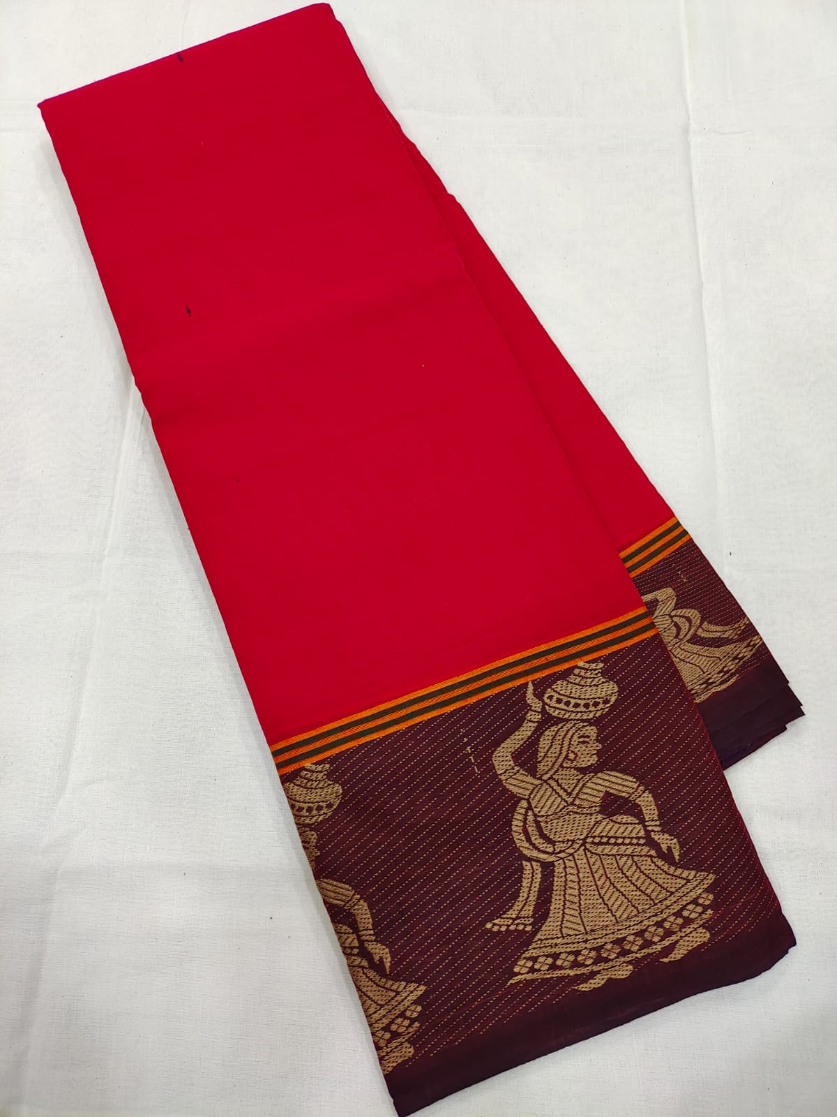 Mangalagiri pure cotton beautiful gollabhama border saree - Vannamayil Fashions