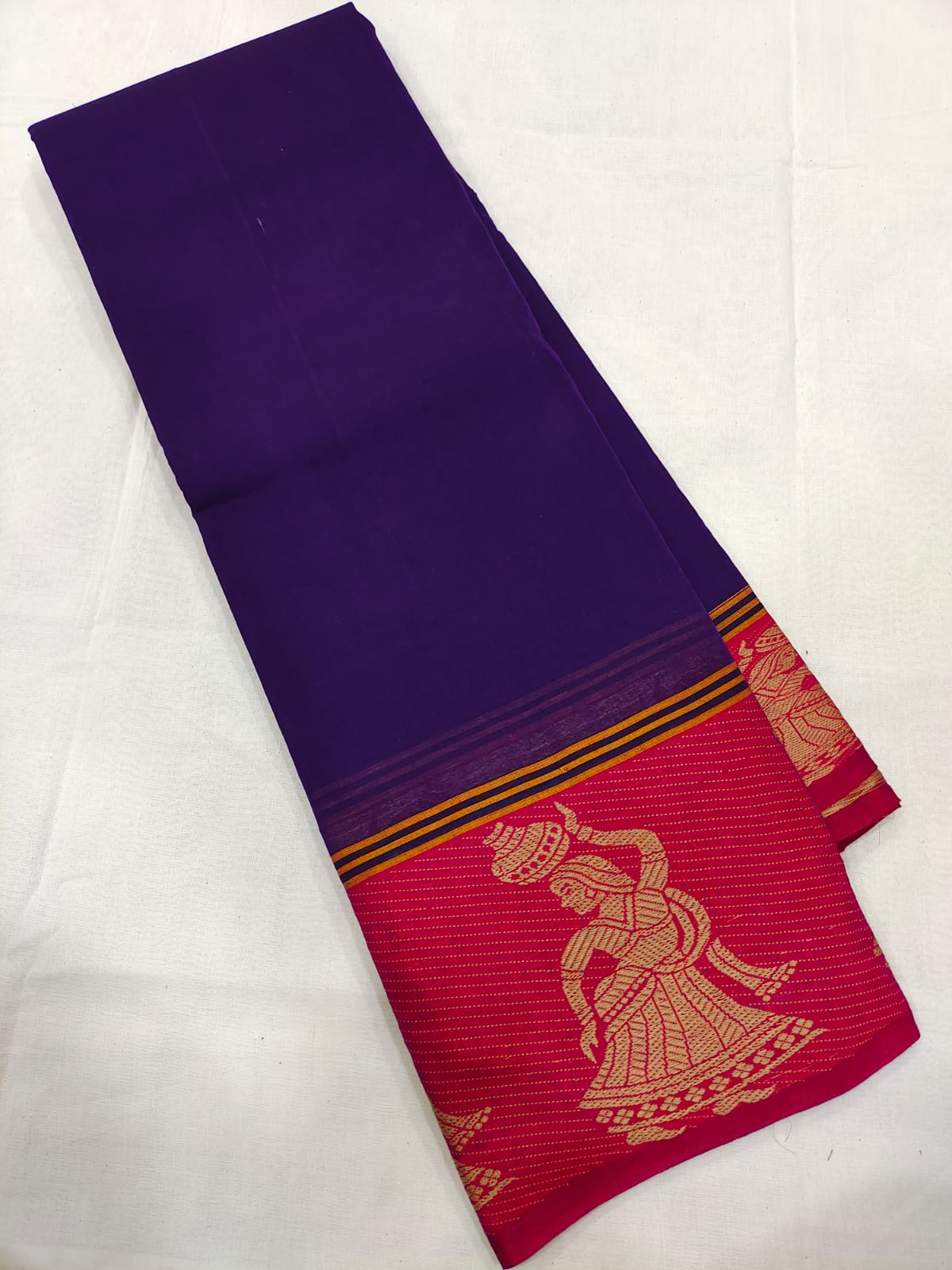 Mangalagiri pure cotton beautiful gollabhama border saree - Vannamayil Fashions