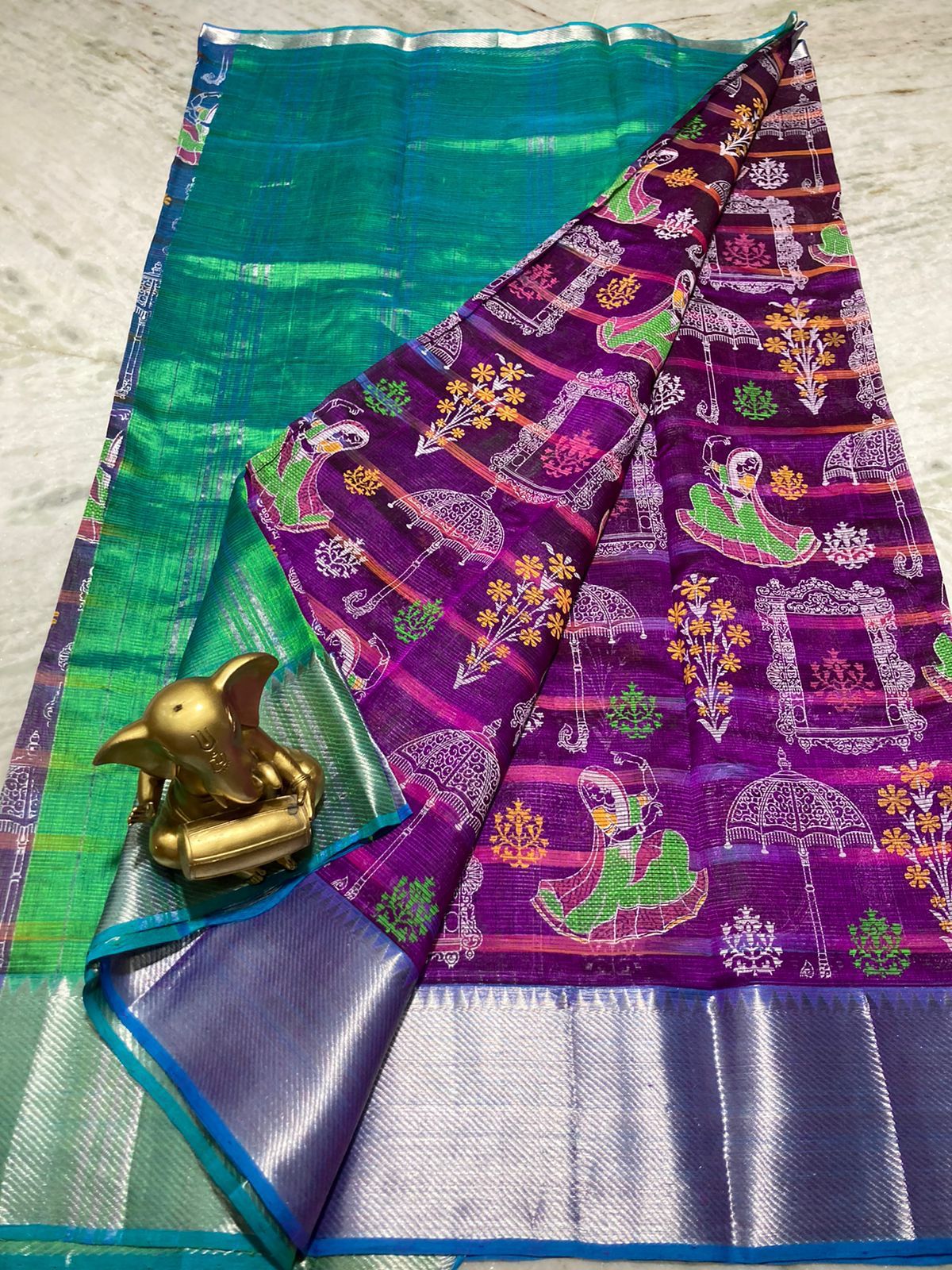 Mangalagiri kuppatam pattu kanchi border saree – www.vannamayil.com