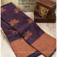 Maple leaf designed temple pattu copper work saree - Vannamayil Fashions