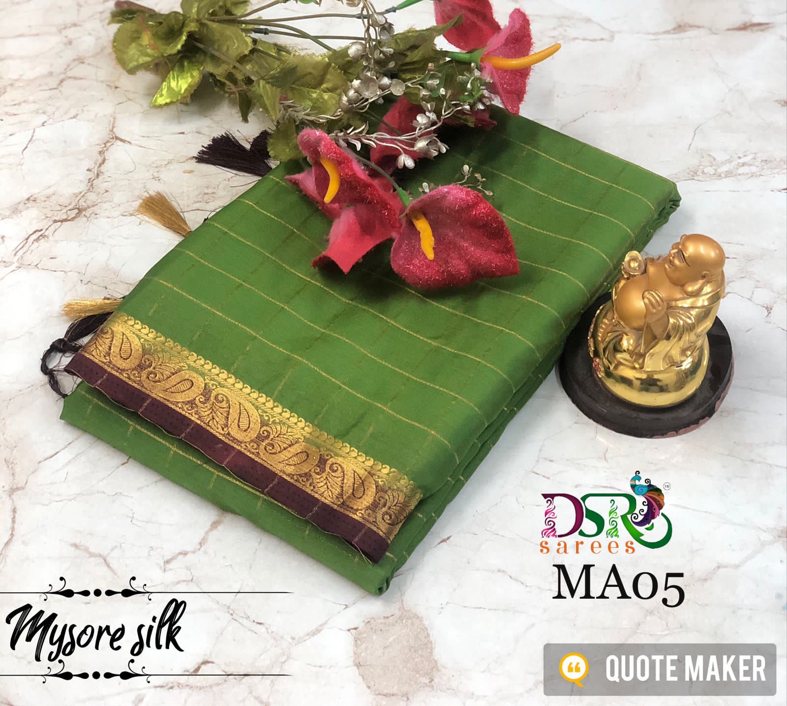 Mysore crepe silk checked work small border saree - Vannamayil Fashions