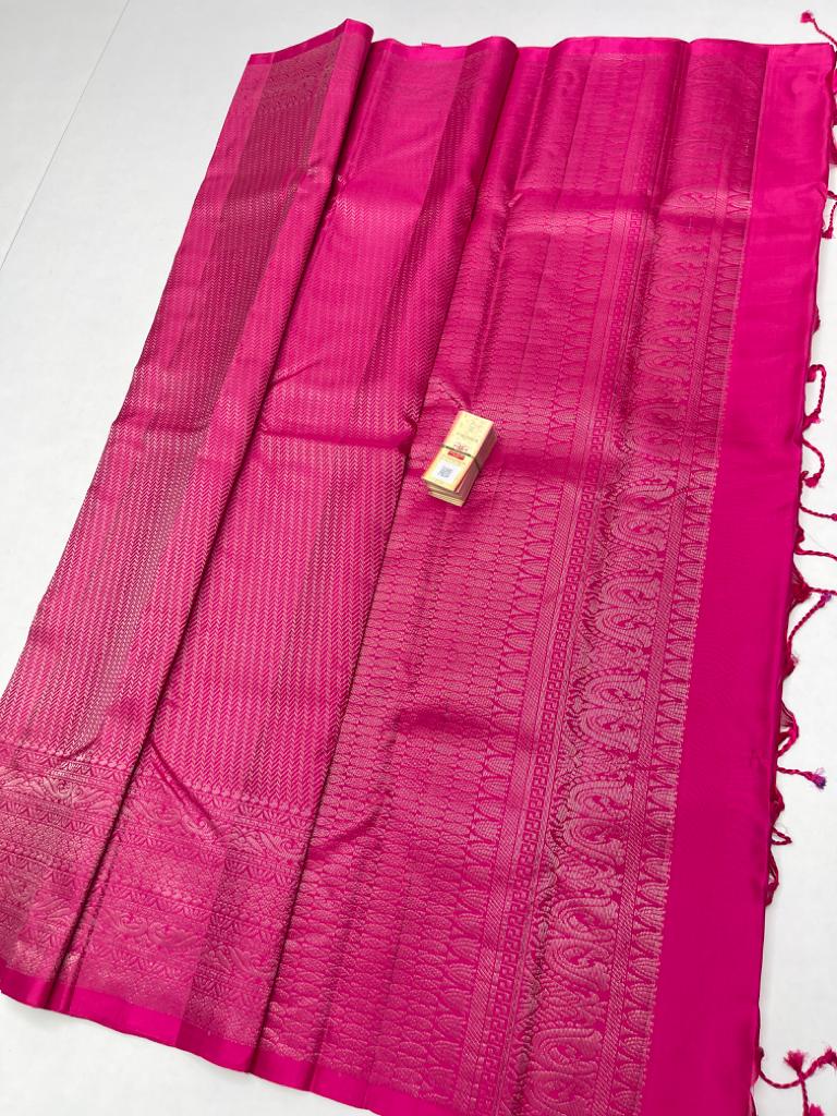 Kanchipuram full saree brocade bridal soft silk saree - Vannamayil Fashions