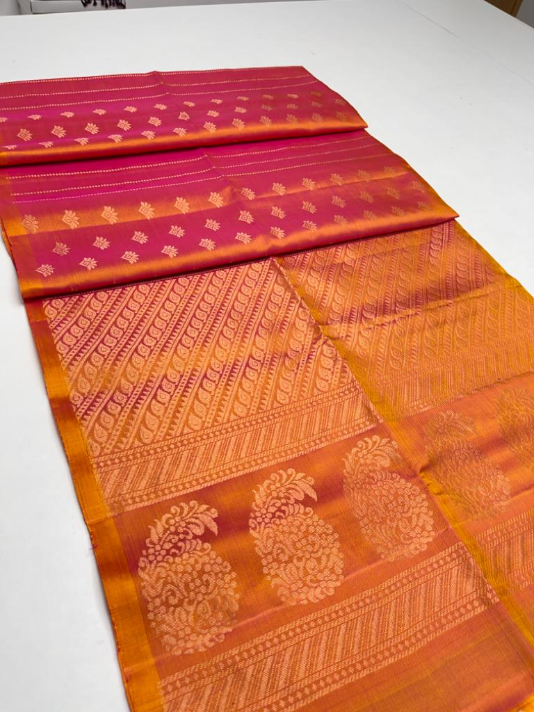 Pure handloom soft silk gold zari work saree - Vannamayil Fashions
