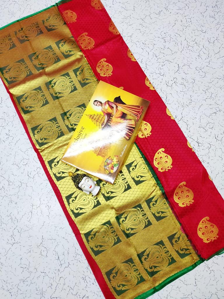 Semi silk traditional zari work saree - Vannamayil Fashions