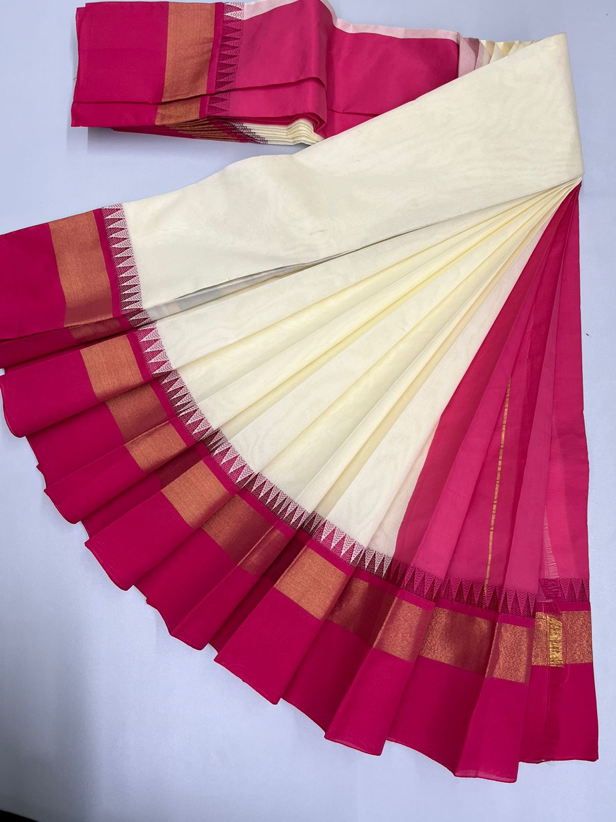 New cotton silk saree collection with colour block design