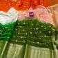 Tri color organza saree - Vannamayil Fashions
