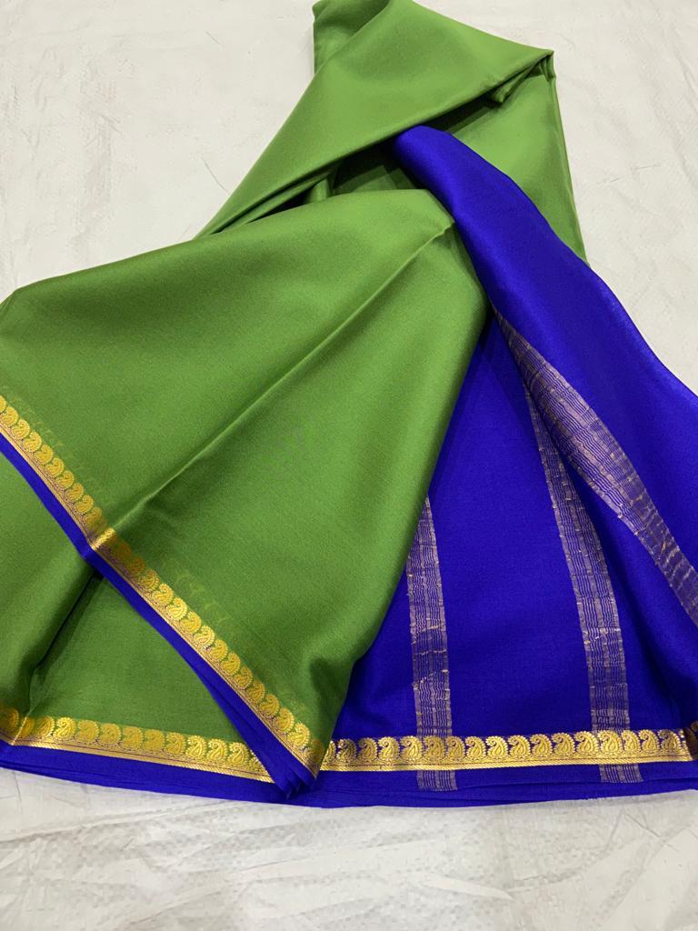 Pure mysore silk saree with mango border